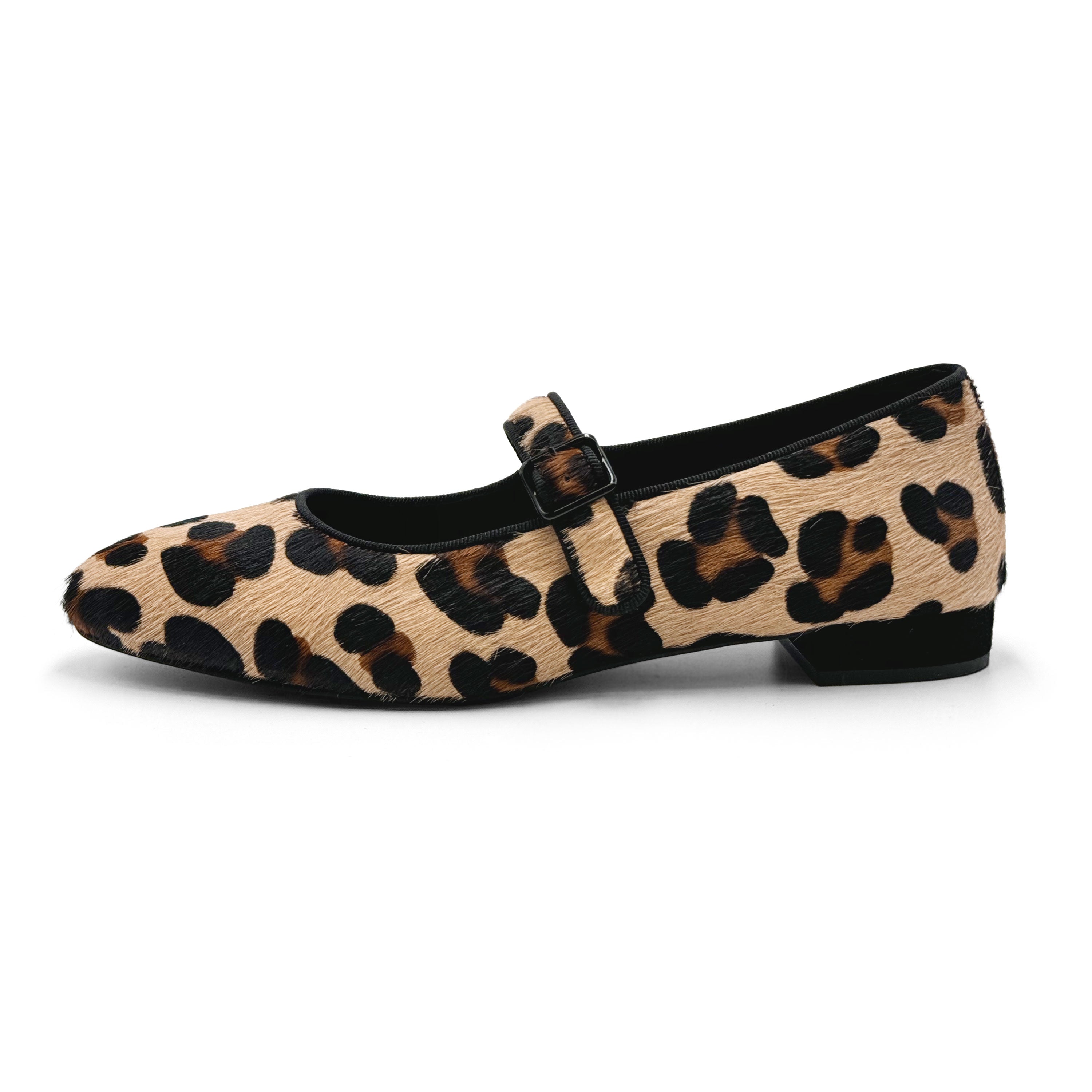 Animalier calf hair Mary Jane flats with strap