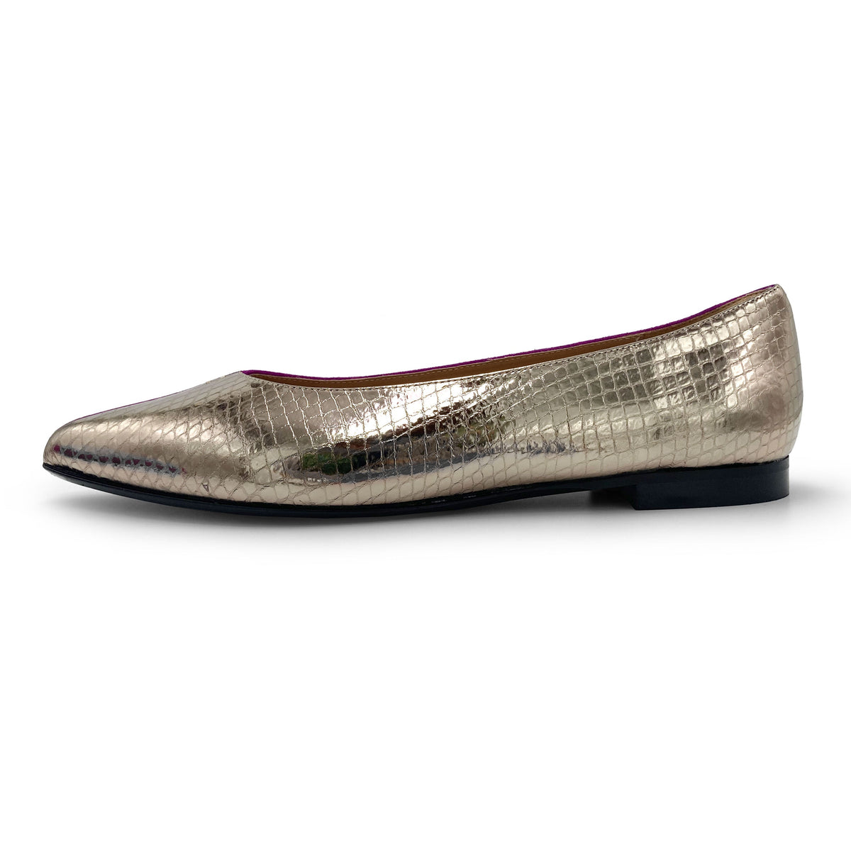 Bicolor pointed toe ballet flats anthracite and fuchsia