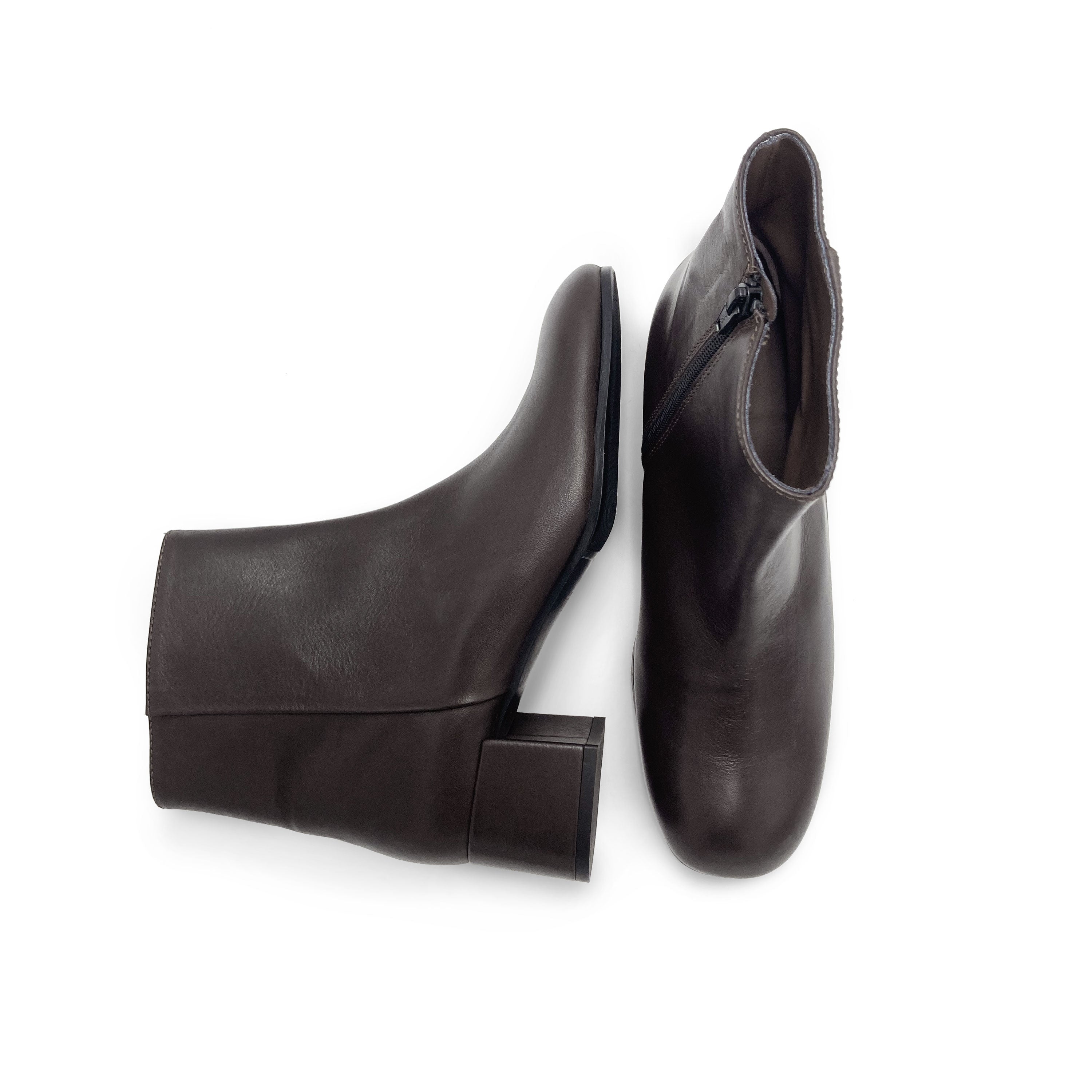 Comfortable brown ankle boots with heels