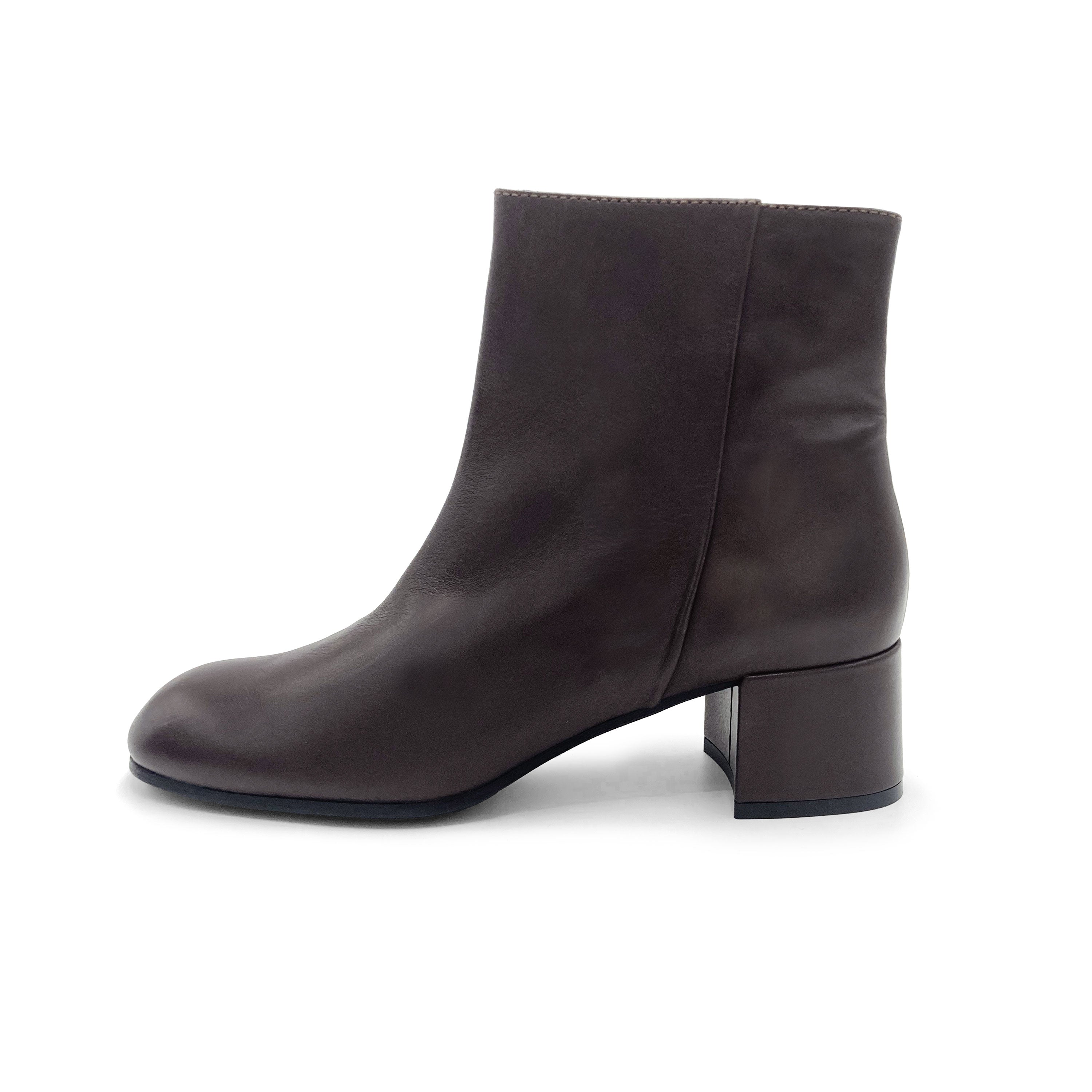 Comfortable brown ankle boots with heels